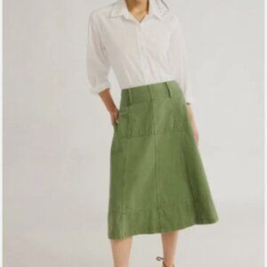 Free Assembly Women’s Flared Cotton Midi Skirt Size 16 Bay Leaf 100% Cotton